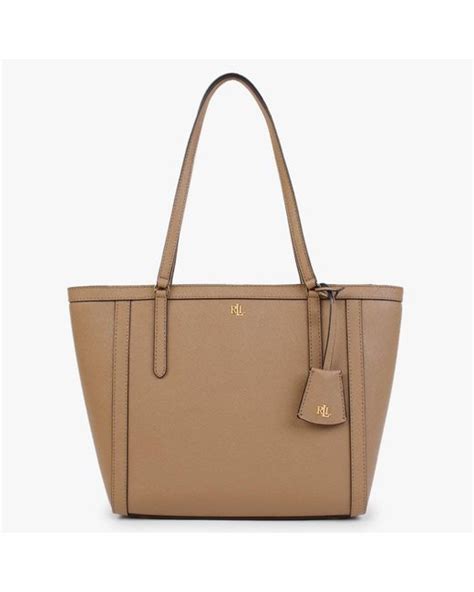 Lauren By Ralph Lauren Clare 25 Camel Leather Tote Bag In Tan Leather Brown Lyst Canada