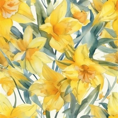 Premium Ai Image A Seamless Pattern Of Yellow Daffodils Flowers