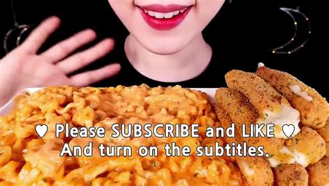 ASMR CHEESY CARBO FIRE NOODLE MOZZARELLA CHEESE STICKS EATING SOUNDS