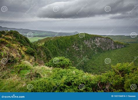 On Top of Volcano Crater in Azores Islands, Terceira 2 Stock Photo ...