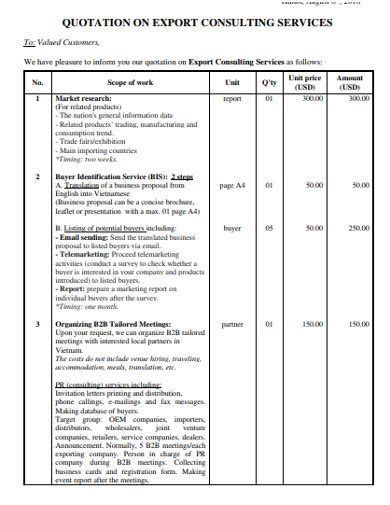 Consulting Quotation 13 Examples Format Google Docs Google Sheets