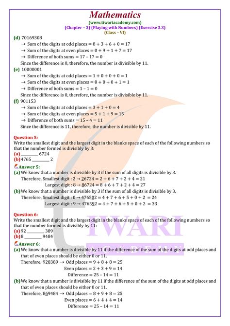 Ncert Solutions For Class 6 Maths Chapter 3 Exercise 3 3