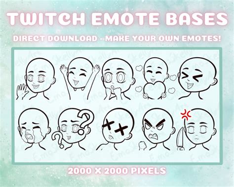 Diy Cute Chibi Emote Bases Template Pack Ten Emote Templates Twitch