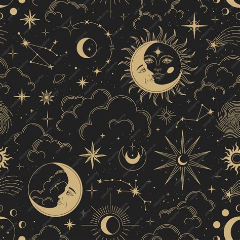 Premium Vector Magic Seamless Vector Pattern With Sun Constellations