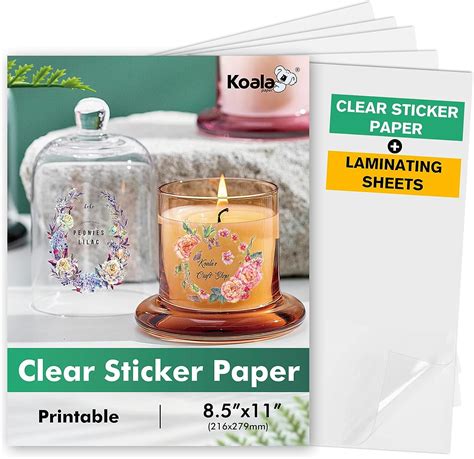 Bundle 18 Sheets Koala Crystal Clear Printable Vinyl Sticker Paper