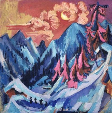 Ernst Ludwig Kirchner Coucher De Soleil En Montagne Tableau De