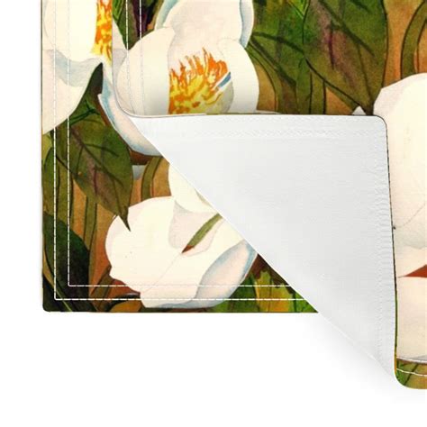 Magnolia Flowers Placemats Set Of Magnolia Spring By Etsy