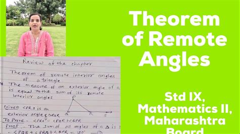 Theorem Of Remote Interior Angles Std Ix Mathematics Ii Maharashtra State Board Youtube