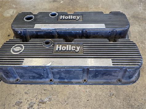 Vintage Holley M T Big Block Chevy Finned Aluminum Valve Covers