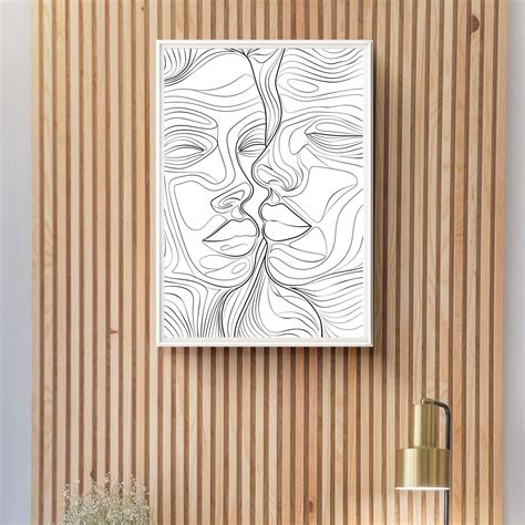 Continuous Line Art, Dual Face Art, Intertwined, Illustrative, Sleek
