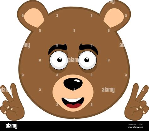 Vector Illustration Face Brown Bear Grizzly Cartoon With Hands Making