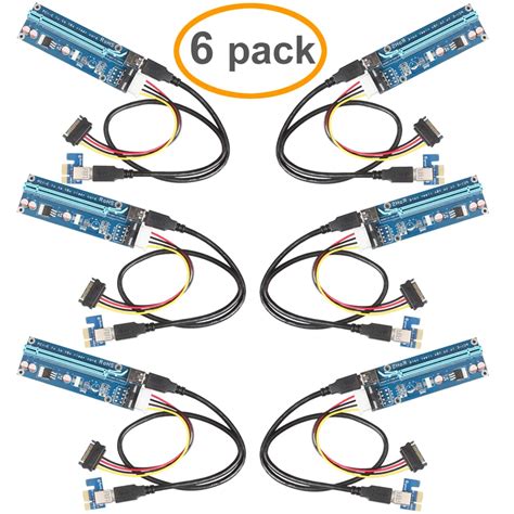 6Pack PCIe VER 006 PCI E 1X To 16X Powered Riser Adapter Card W 60cm