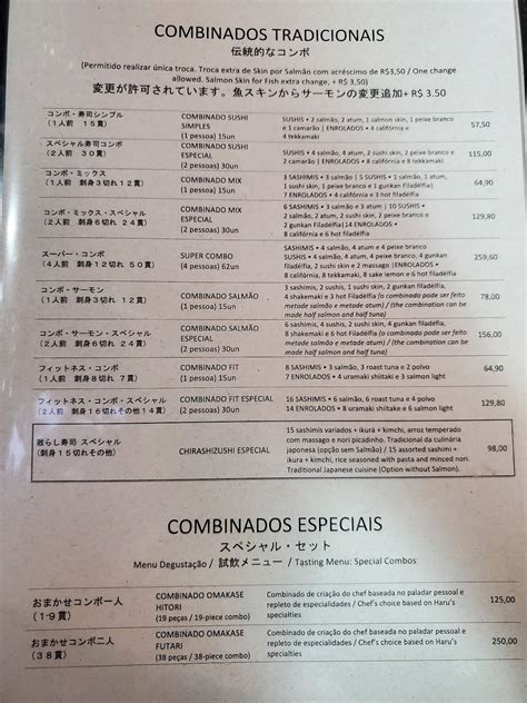 Menu At Haru Sushi Bar Rio De Janeiro R Raimundo Corr A