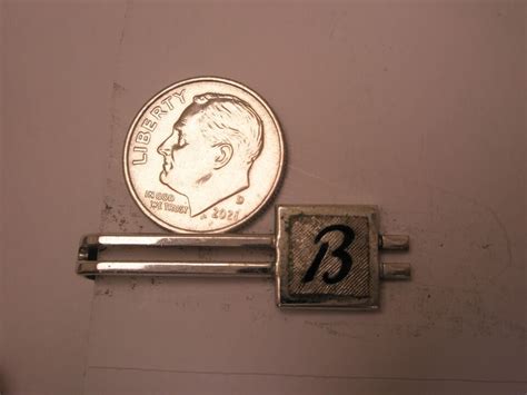 B Monogram Initial Letter Vintage SWANK SMALL Tie Bar Clip Bob Bart Ben