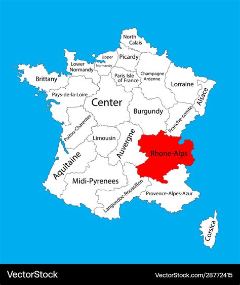 Rhone alps map location on france Royalty Free Vector Image