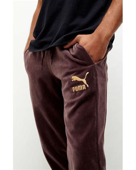 Puma Cotton T7 Velour Track Pants In Red For Men Lyst