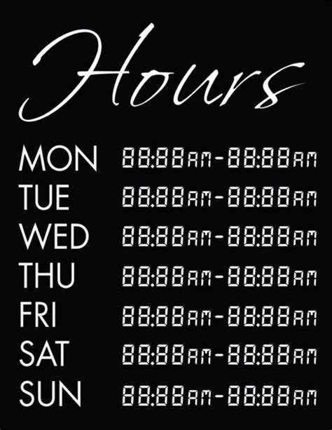 50 Free Business Hours Of Operation Sign Templates Customize Print