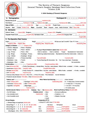 General Thoracic Surgery Database Data Collection Form Sts Fill And