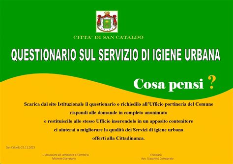 Questionario Sul Servizio Di Igiene Urbana Rivolto Alla Cittadinanza