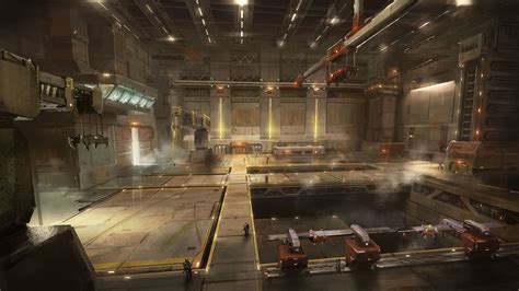 ArtStation Concept Art Sci Fi Staging Area Inside A Spaceship