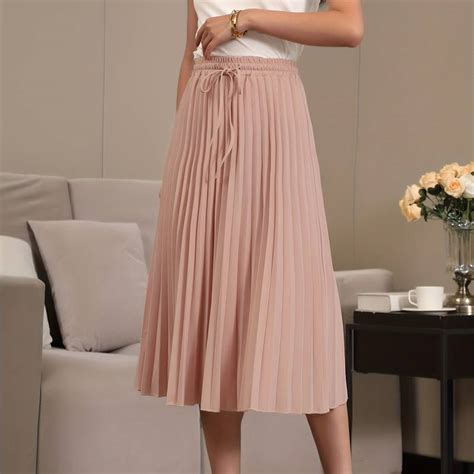 Versatile Solid Pleated Skirts Vintage Button Front High Waist Skirts