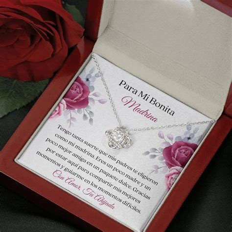 Spanish Godmother Message Card Necklace Latina Madrina Keepsake Gift