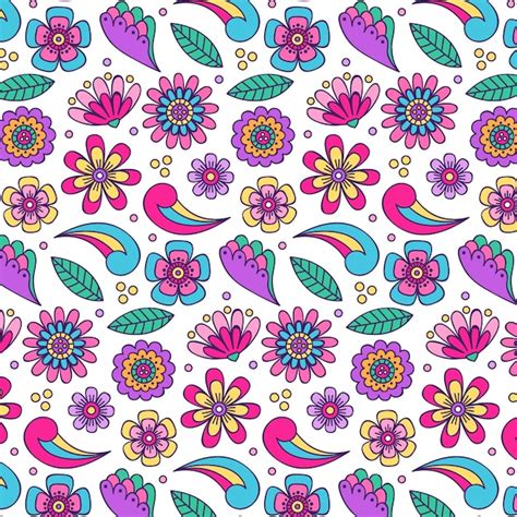 Patrón Floral Maravilloso Dibujado A Mano Vector Gratis