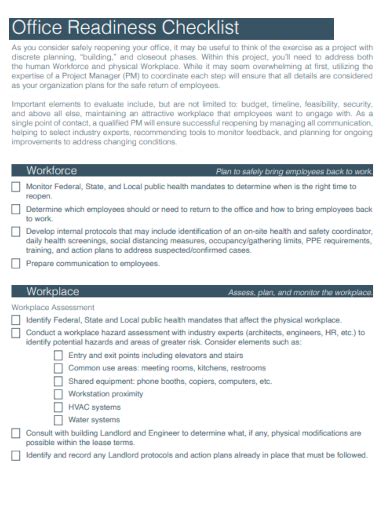 Free 20 Readiness Checklist Samples In Pdf