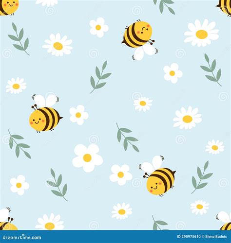 Background with Cute Bee Cartoon Stock Vector - Illustration of decoration, pattern: 295975610