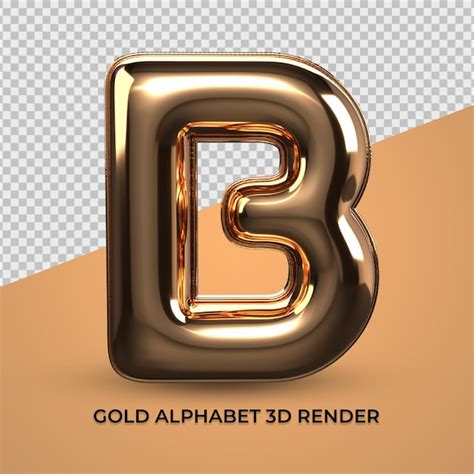 D Renderizar O Estilo De Ouro Da Fonte Do Alfabeto B Psd Premium