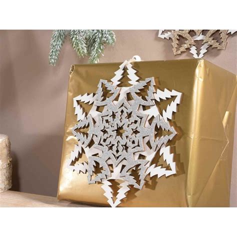 Fiocchi Di Neve Natalizi Da Appendere In Legno Con Glitter Set Da