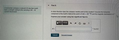 Solved A Horizontal Compass Is Placed 20 Cm Due South From A Chegg