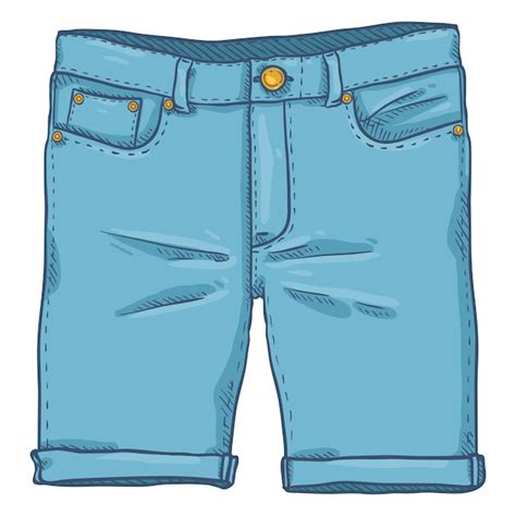 Premium Vector Vector Single Cartoon Illustration Blue Denim Jeans Shorts