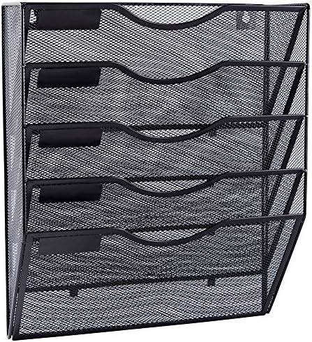 EASEPRES 5Tier Mesh Wall Mounted File Holder Organizer Vertical Metal