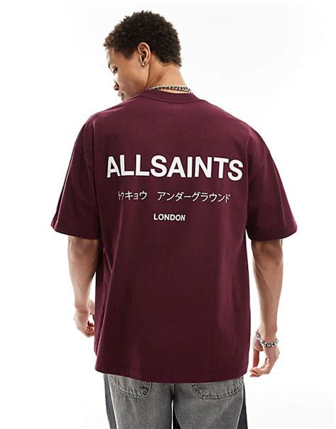 Allsaints Underground Oversized T Shirt In Deep Purple Exclusive To