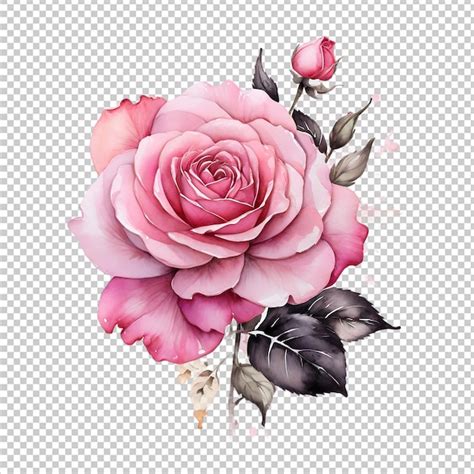 Premium PSD Watercolor Rose Flower