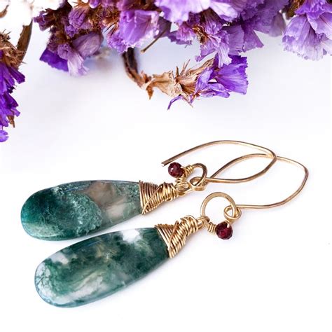 Excited To Share The Latest Addition To My Etsy Shop Natural Green Moss Agate Earrings