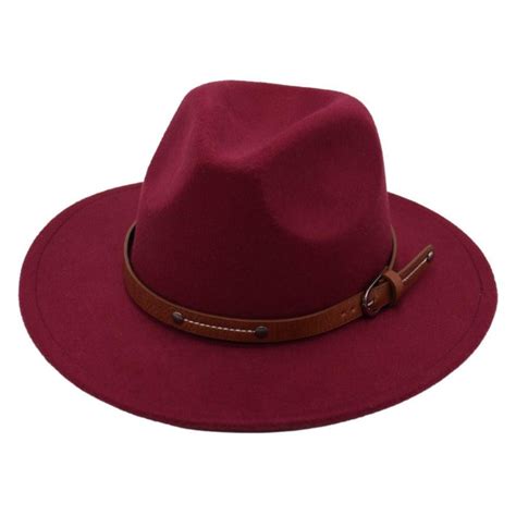 Like Panama Cap Vintage Wide Brim Felt Fedora Hats Fashion With Belt