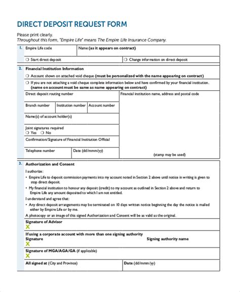 5 Direct Deposit Form Templates Word Excel Formats Free Direct Deposit Authorization Form Pdf