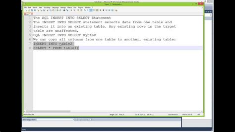 Tutorial Sql 2012 Insert Into Select Statement Youtube