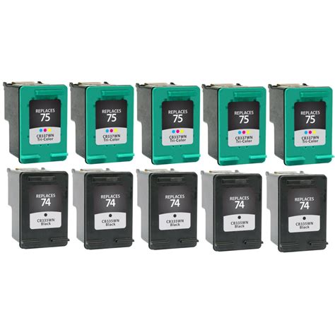 HP 75 74 Inkjet Bundle Pack 10 Cartridges Remanufactured