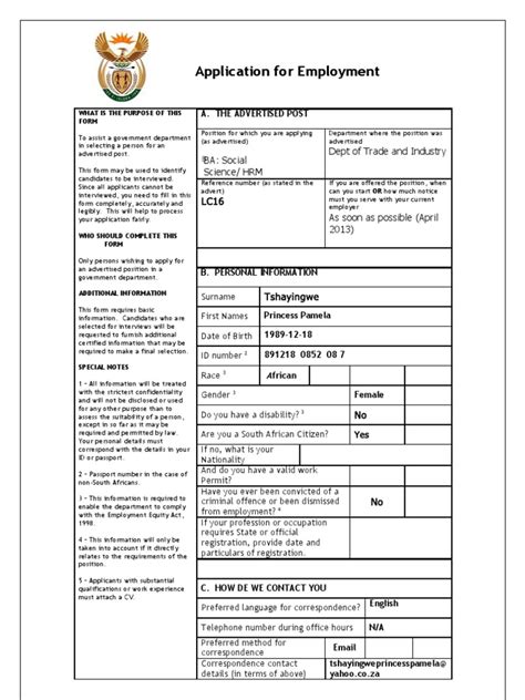 z83 Form for TDI | Government | Politics