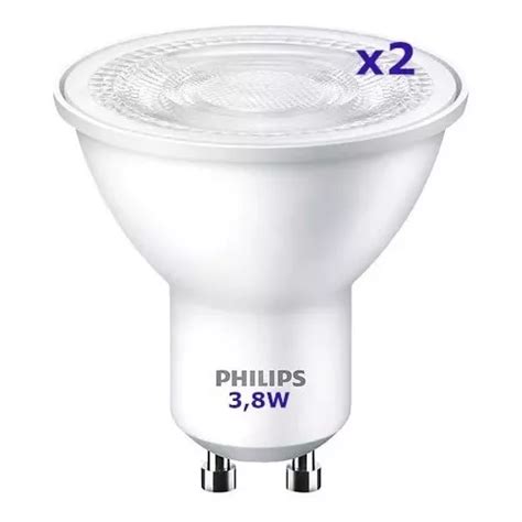 Lámpara Dicro Gu 10 Philips Fría Cálida 3 8 50w Pack X 2un