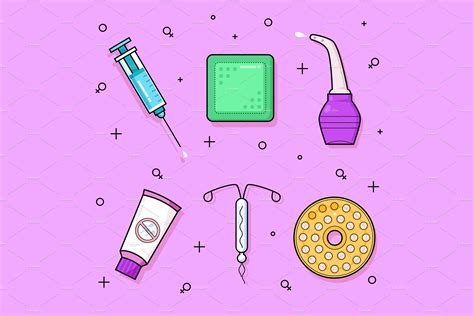 Female Contraception Methods Healthcare Illustrations ~ Creative Market