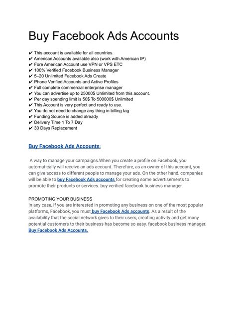 Buy Facebook Ads Accounts
