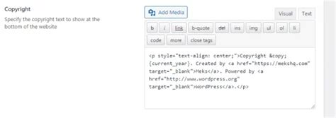 How To Change Footer Copyright Text Wordpress Theme Faq Meks