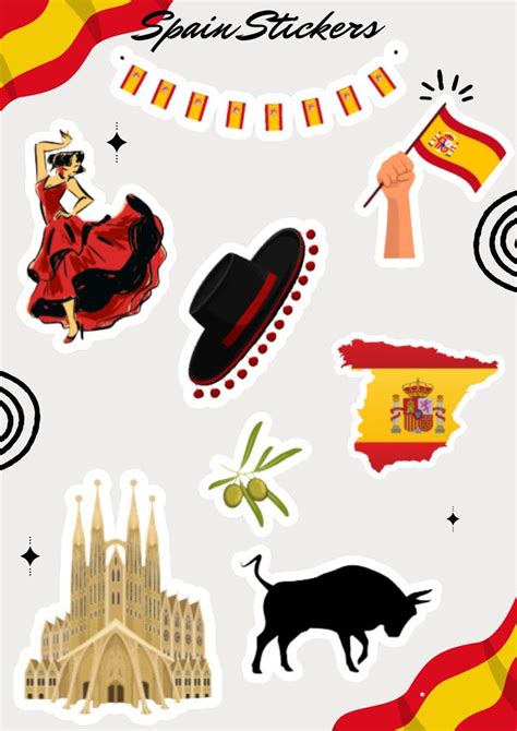 Spain Sticker Sheet Spain Stickers Spain Decor Etsy Canada In