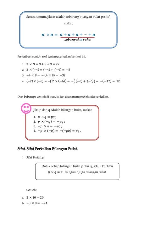 Contoh Soal Bilangan Bulat Kelas 7 Berbagai Contoh