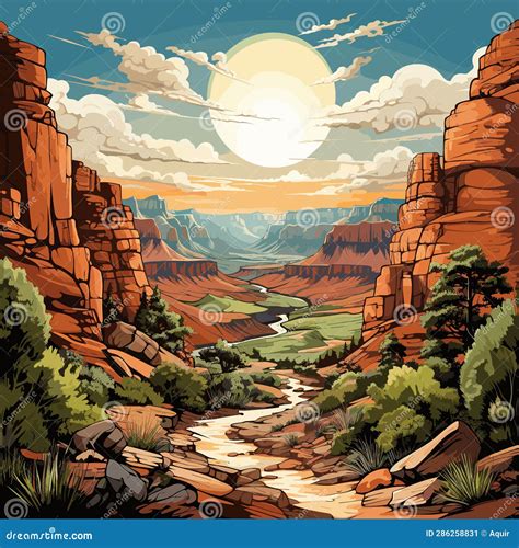 Grand Canyon Grand Canyon Hand Drawn Comic Illustration Vector Doodle