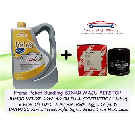 Jual Paket Oli Jumbo Veloz W Api Sn Liter Filter Mobil Toyota